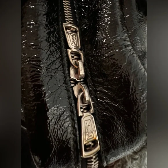Yves Saint Laurent Shiny Black Shoulder Bag with Silver Accents - Picture 2 of 16